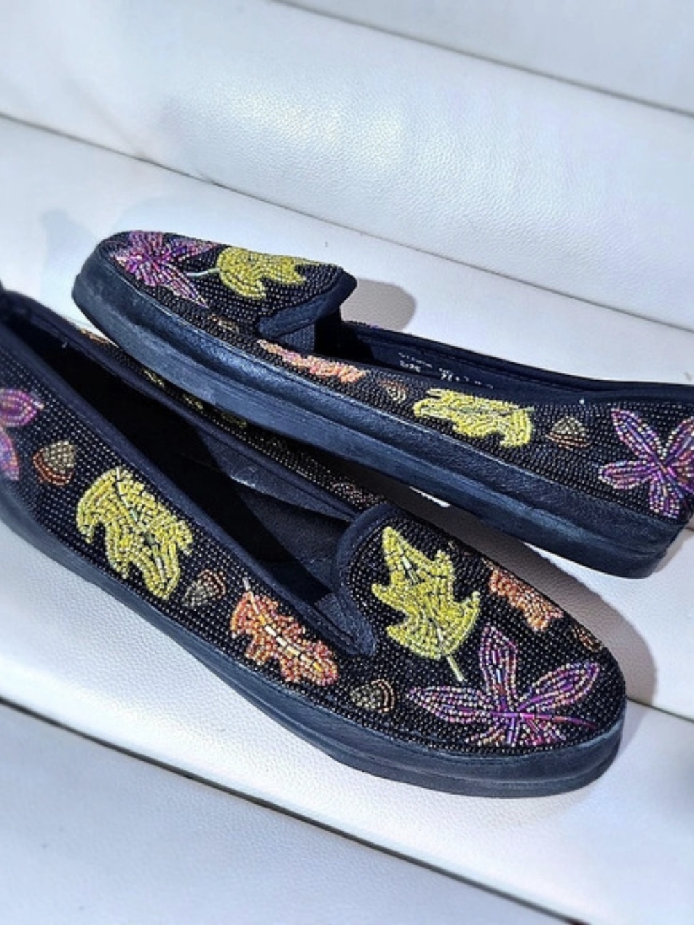 Colorworks Floral Beaded Flats in Black US 7.5. Like New